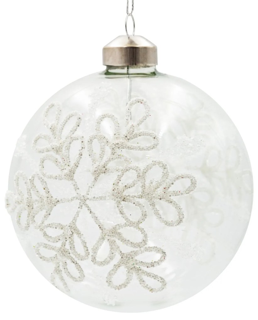 SKLENENÁ VIANOČNÁ BANKA NA STROMČEK SADA 4 KS (FI) 10 CM VZOROVANÁ