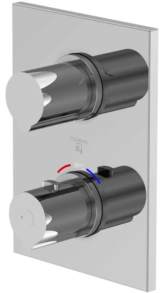 STEINBERG 120 termostat s podomietkovou inštaláciou, s uzatváracím a prepínacím ventilom, pre 3 výstupy, chróm, 12041233
