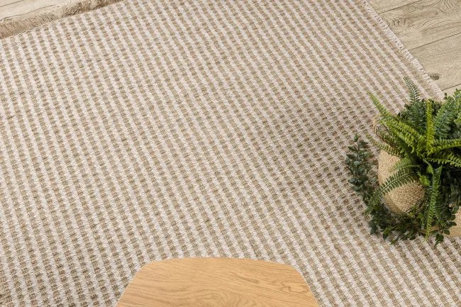 Koberec JUTE 3650 so strapcami krémový / béžový