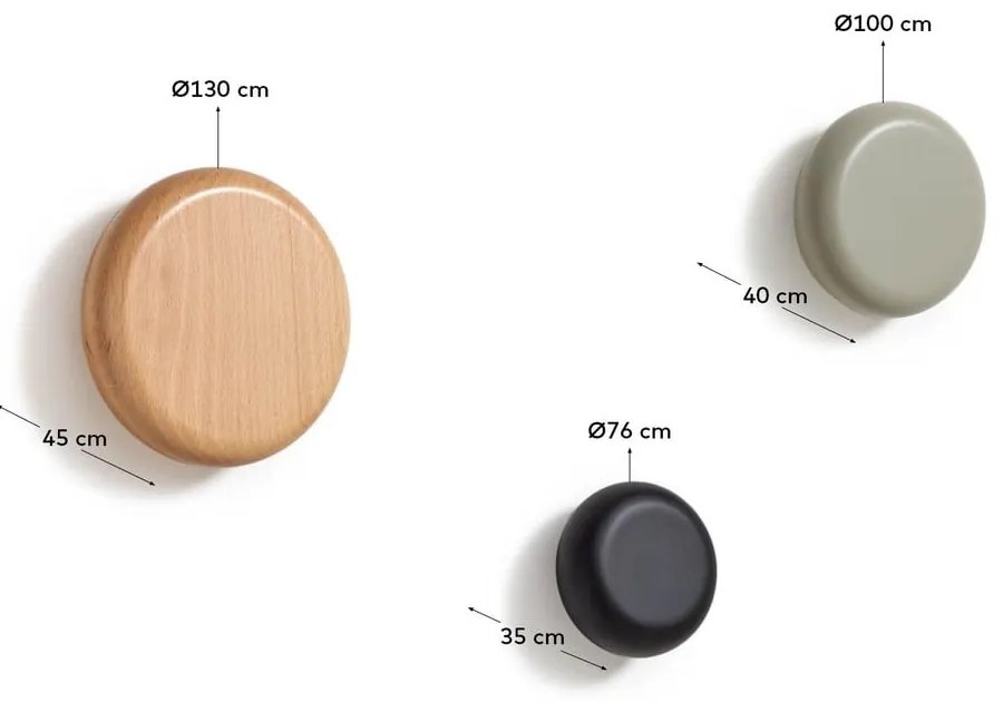 Nástenné drevené háčiky v súprave 3 ks Nadue – Kave Home