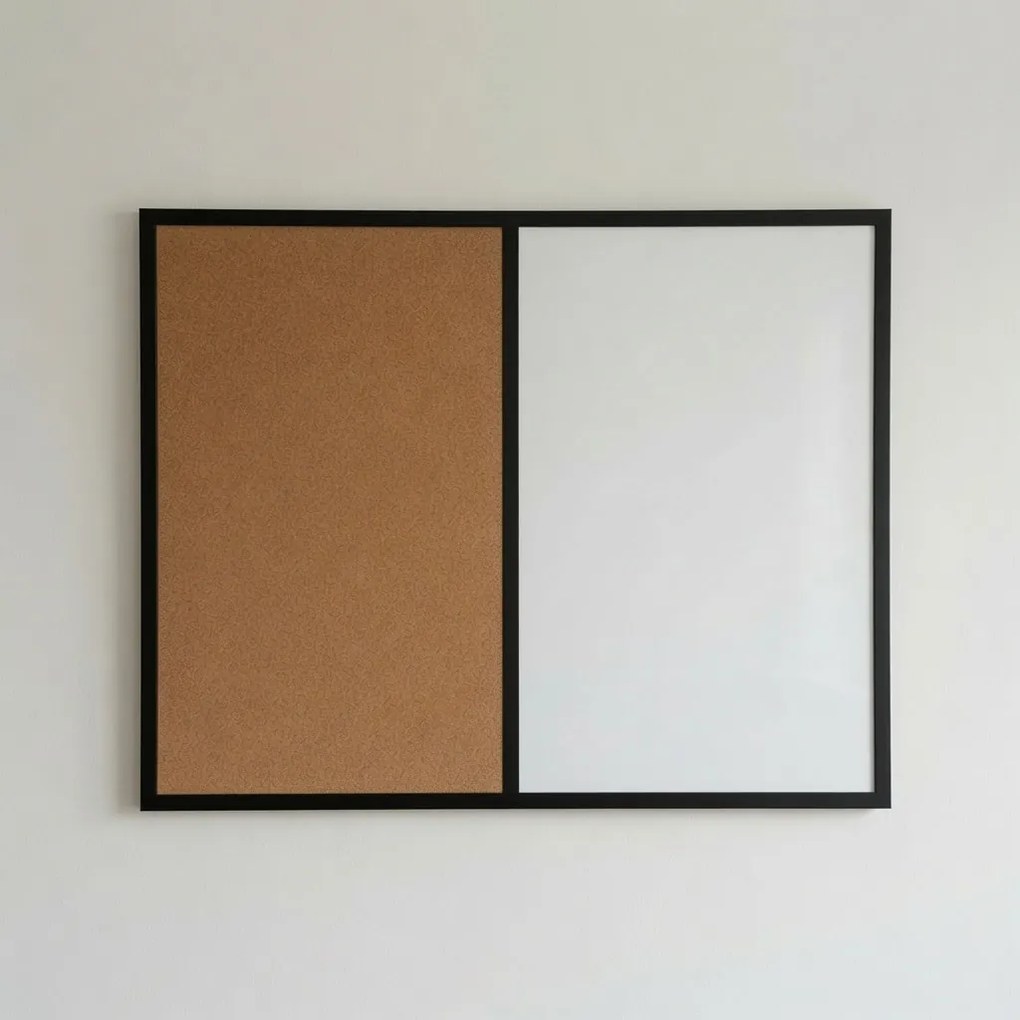 Toptabule.sk  Kombinovaná tabuľa biela v čiernom drevenom ráme COLOR 60x40 cm