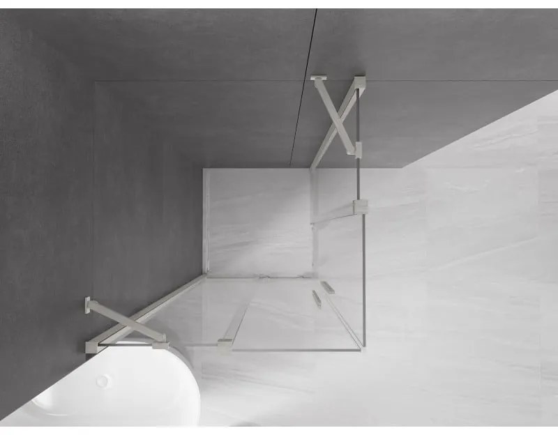 Mexen Velar Duo, sprchový kút s posuvnými dverami 90 x 90 cm, 8mm číre sklo, brúsená oceľ, 871-090-090-02-97