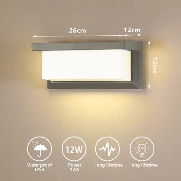 Brilagi - LED Vonkajšie nástenné svietidlo BRICKY LED/12W/230V šedá IP54