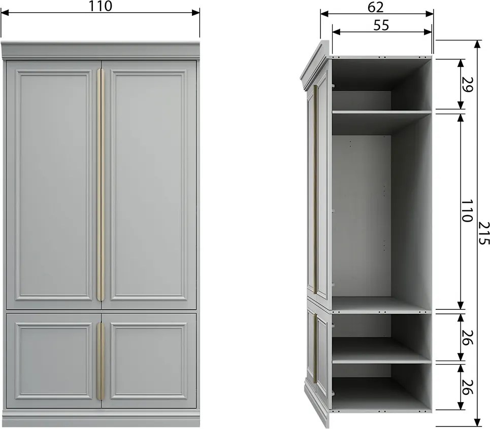 Drevená skriňa Organize 62 cm 215 × 110 × 62 cm