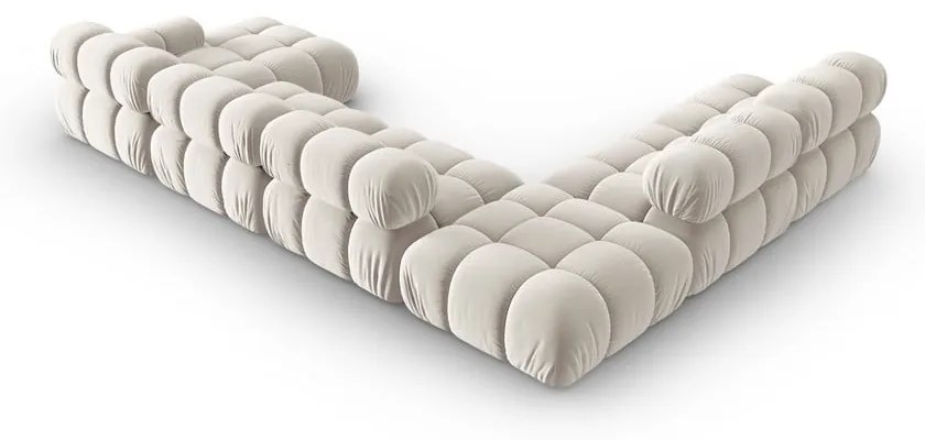 Béžová zamatová modulárna rohová pohovka (ľavý roh/do tvaru "U") Bellis – Micadoni