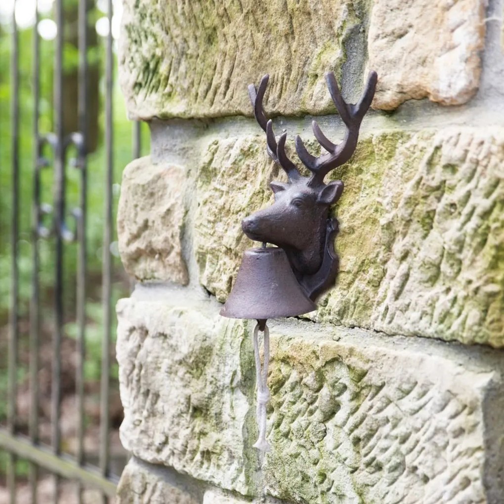 Záhradný zvonček Deer, 27x22 cm, liatina, hnedá