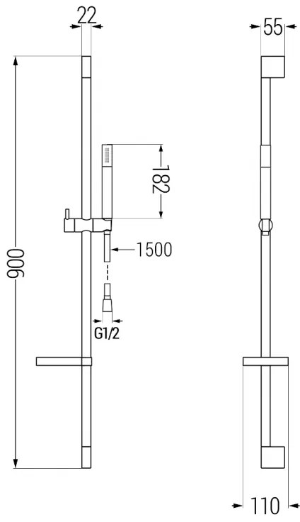 Mexen Zero DS70 sprchová sada, čierna, 71104DS70-70