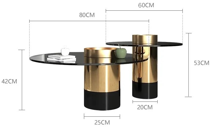SADA KONFERENČNÝCH STOLÍKOV MARTINO SKLO + ZLATÝ NEREZ