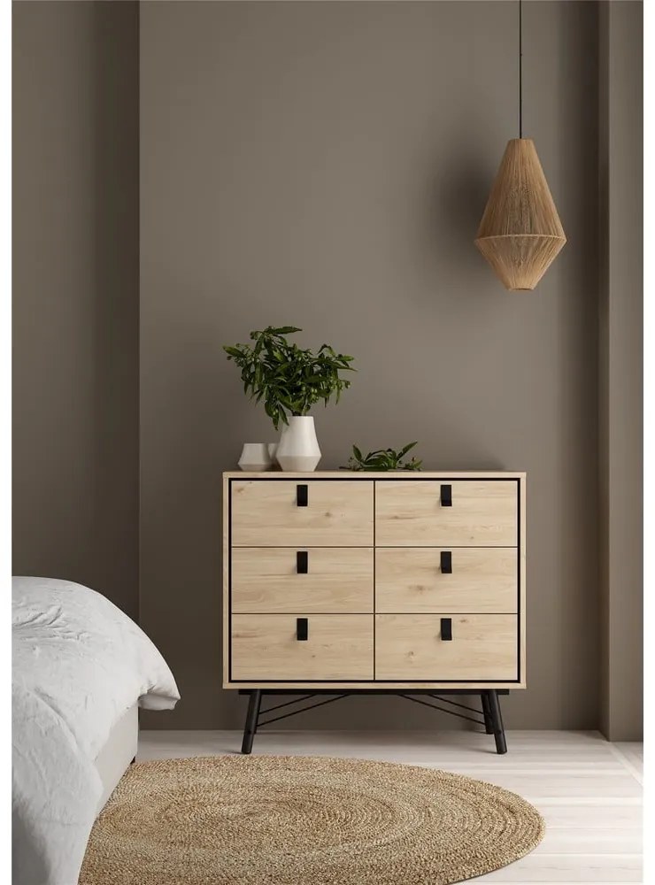 Nízka komoda v dekore duba v prírodnej farbe 102x99 cm Ry – Tvilum