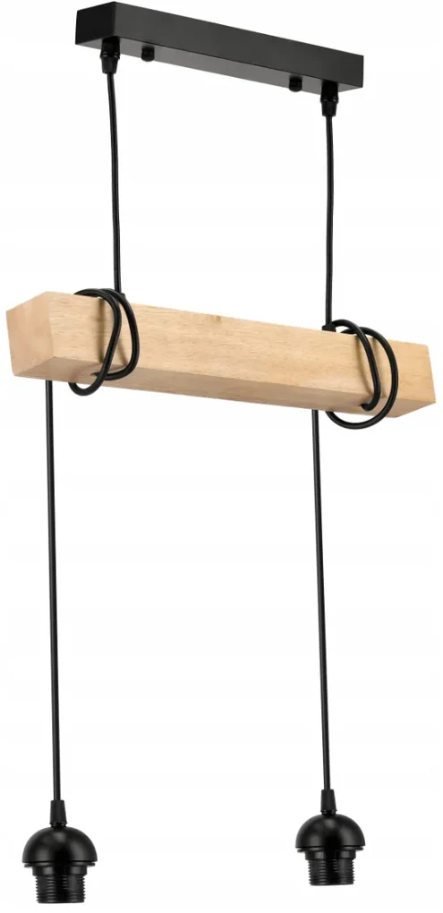 BERGE Závesné stropné svietidlo LED drevený trámový 2xE27 Luster Loft Lampshade Gold