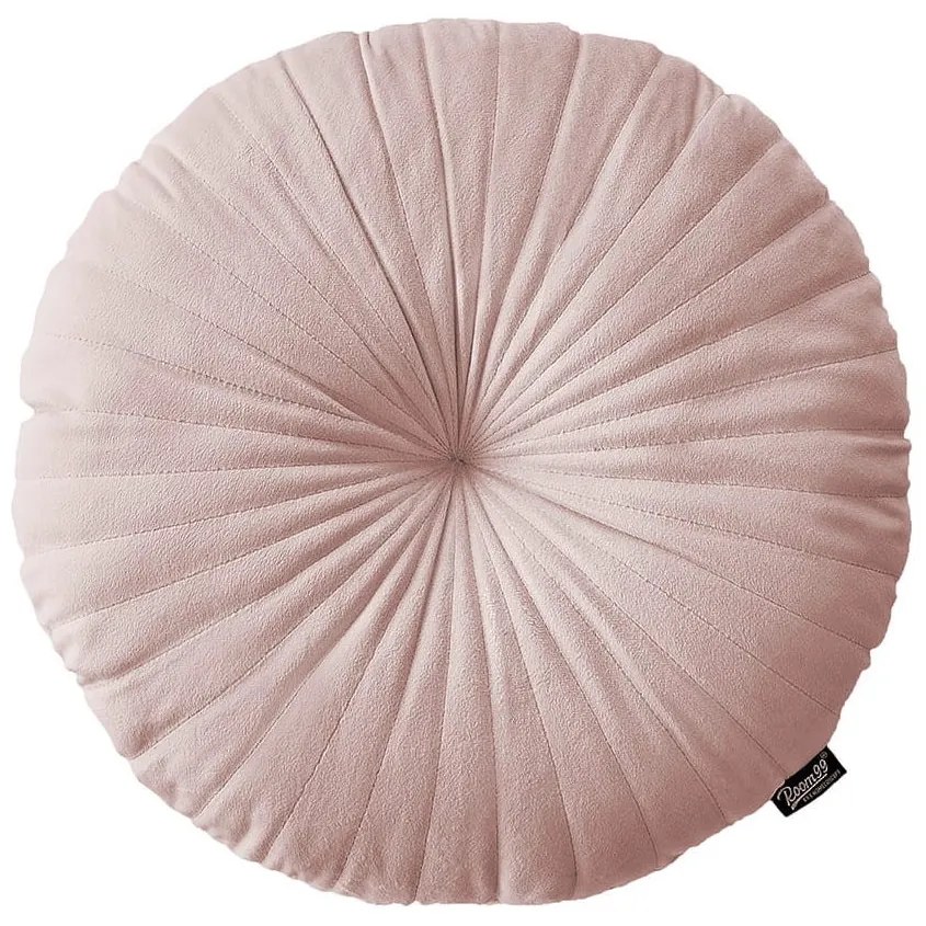 Krásny ružový zamatový okrúhly vankúš priemer 45 cm