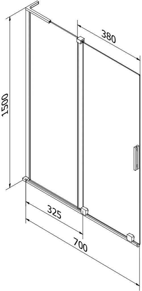 Mexen Velar L, 2-krídlová posuvná vaňová zástena 70 x 150 cm, 8mm šedé sklo, brúsená oceľ, 896-070-003-41-97