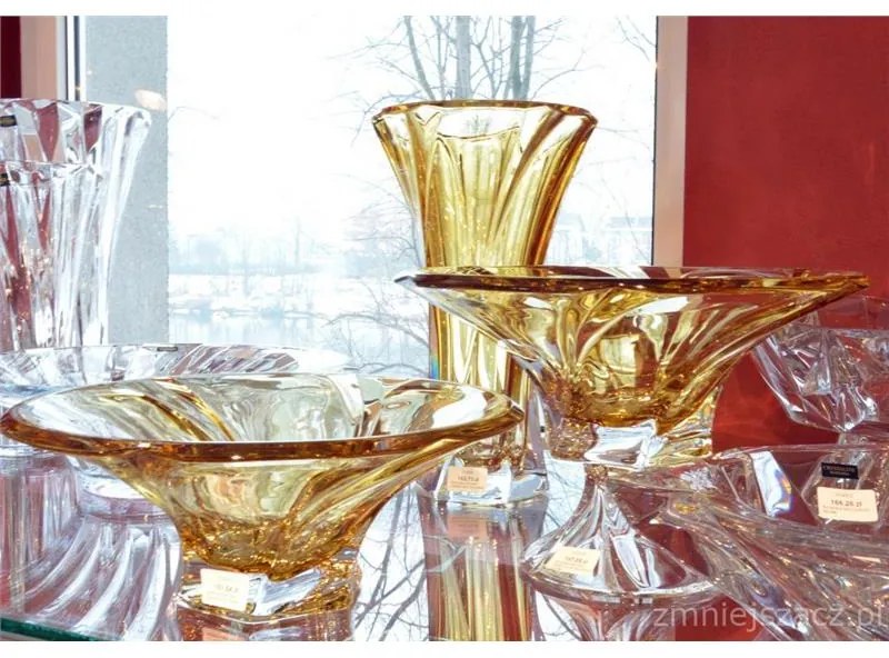 KRIŠTÁĽOVÁ VÁZA BOHEMIA MOZART 320MM JANTÁROVÁ