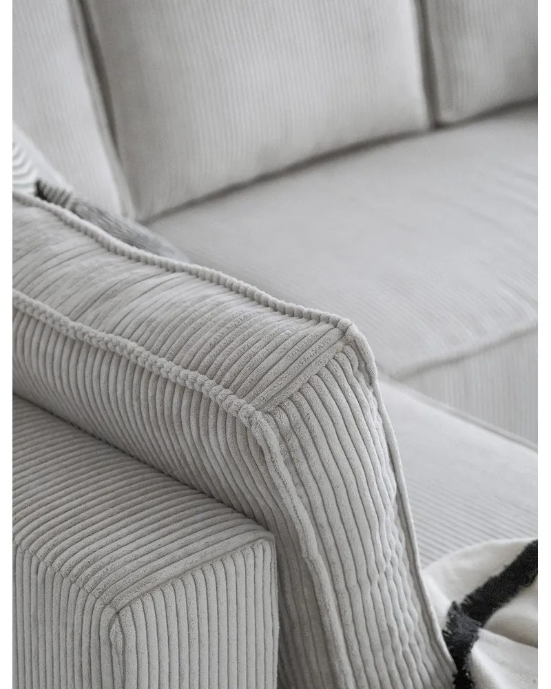 Biela menčestrová rozkladacia rohová pohovka (ľavý roh/do tvaru "U") Brave Dave – Miuform