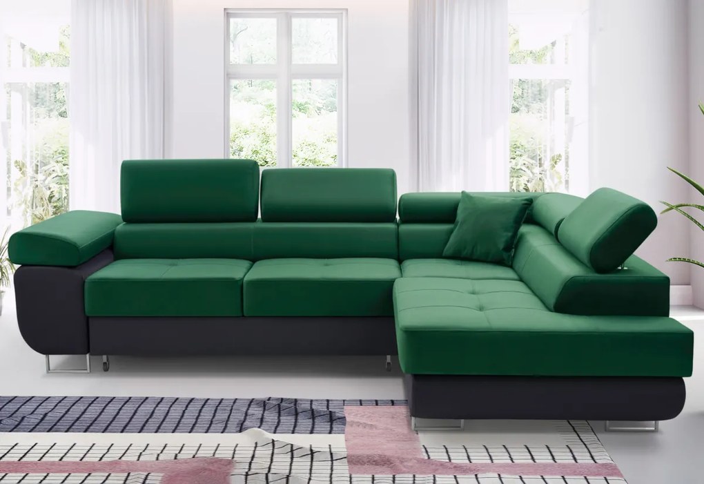 Rohová rozkladacia sedačka ASTON, 273x70/85x203, sioux 1115/lux 13, pravý roh