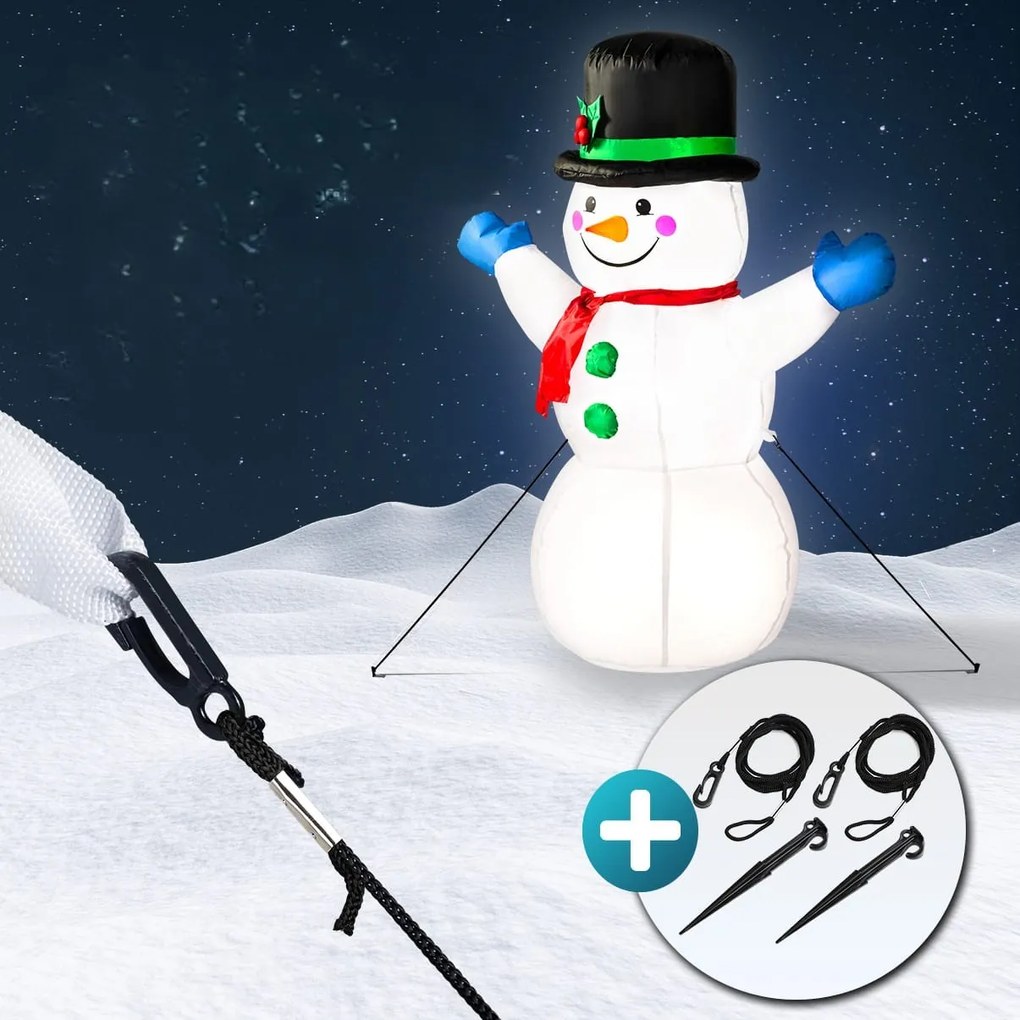 Nafukovací Snehuliak osvetlený, 120cm, biela Monzana