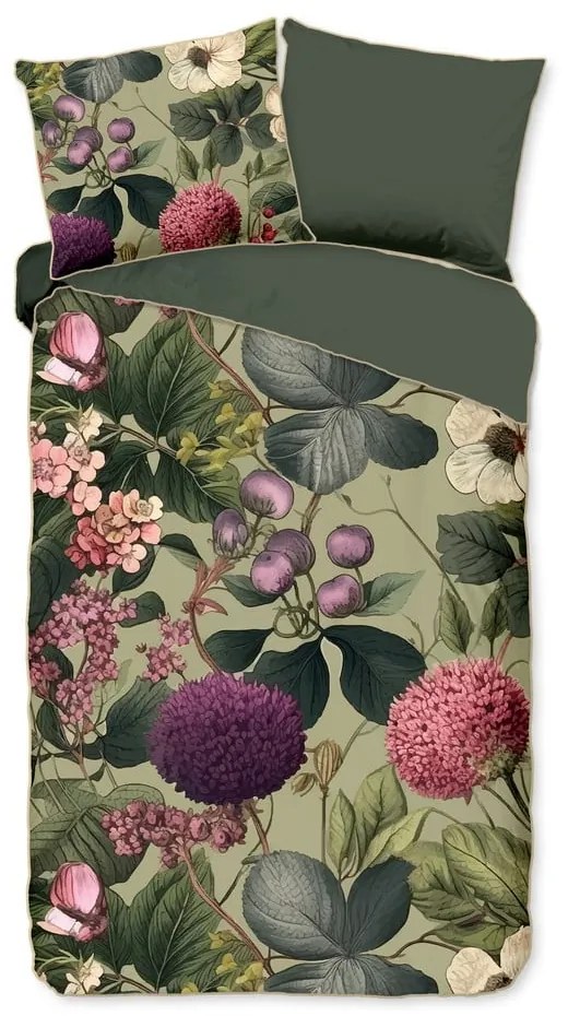 Kaki obliečky na jednolôžko/predĺžené z bavlneného saténu 140x220 cm Onaz – Descanso