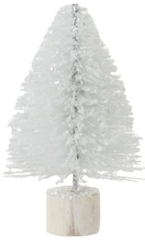 Malý biely trblietavý vianočný stromček - 14 cm