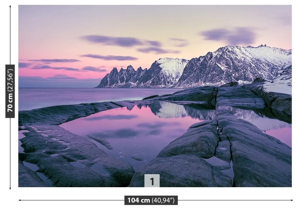Fototapeta Vliesová Zimný fjord 104x70 cm