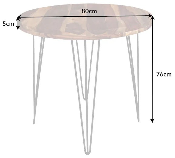 Dizajnový okrúhly jedálenský stôl Elegant 80 cm Sheesham