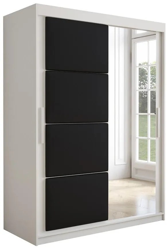 Skriňa Tapi 150 Biely/Čierna ekokoža