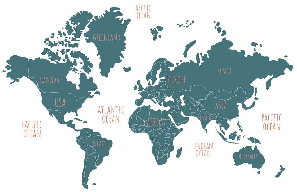 Samolepiaca tapeta moderná mapa sveta - 150x100