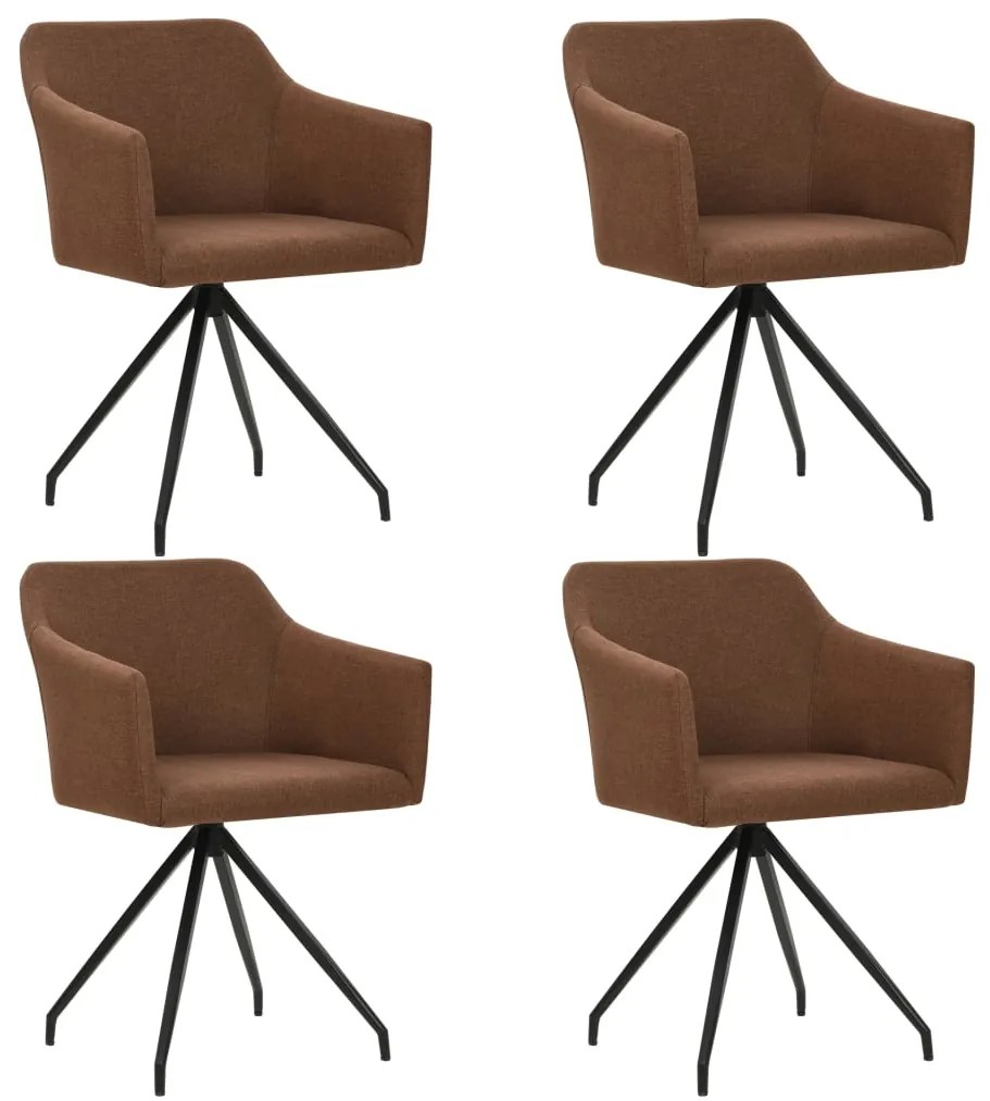 vidaXL Otočné jedálenské stoličky 4 ks, hnedé, látka