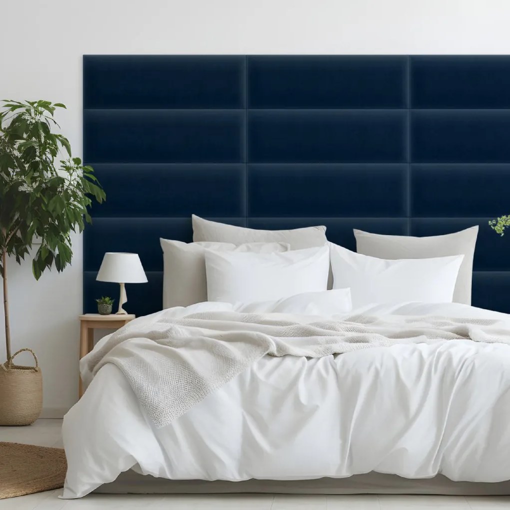 Zamatový čalúnený panel - Obdĺžnik - 80x20cm Farba: Námornícka modrá
