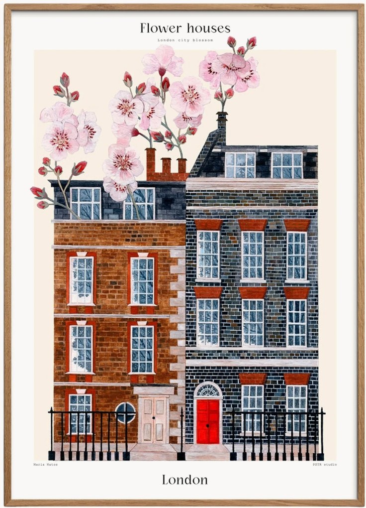 Nástenná dekorácia v ráme Flower Houses