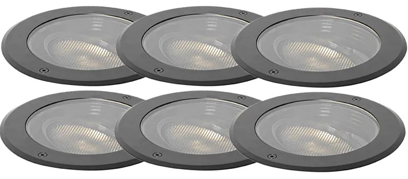 Sada 6 stmievateľných vonkajších zemných bodových svietidiel čiernych IP65 vrátane LED - Delux Honey