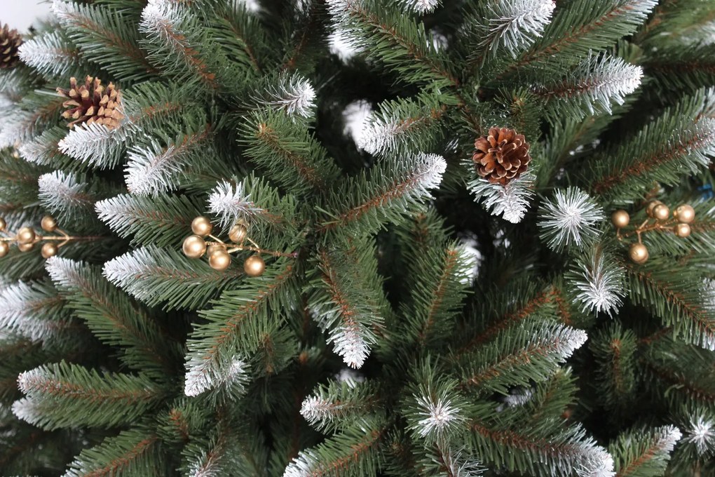 Vianočný stromček Smrek so šiškou a zlatou jarabinou 180 cm