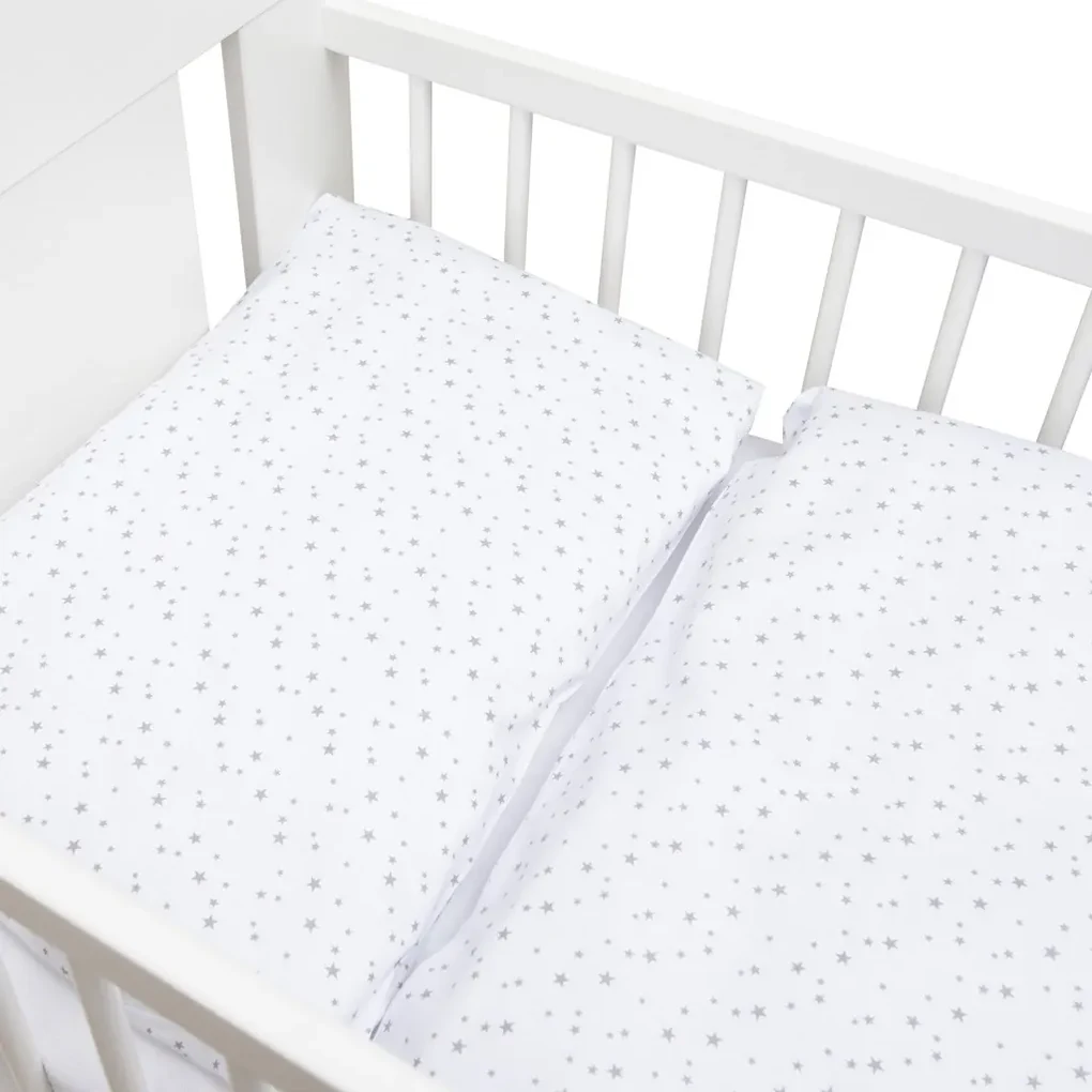 2-dielne posteľné obliečky New Baby 100/135 cm biele sivé hviezdičky