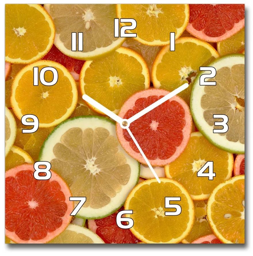 Sklenené hodiny štvorec Citrusové ovocie pl_zsk_30x30_f_75221709