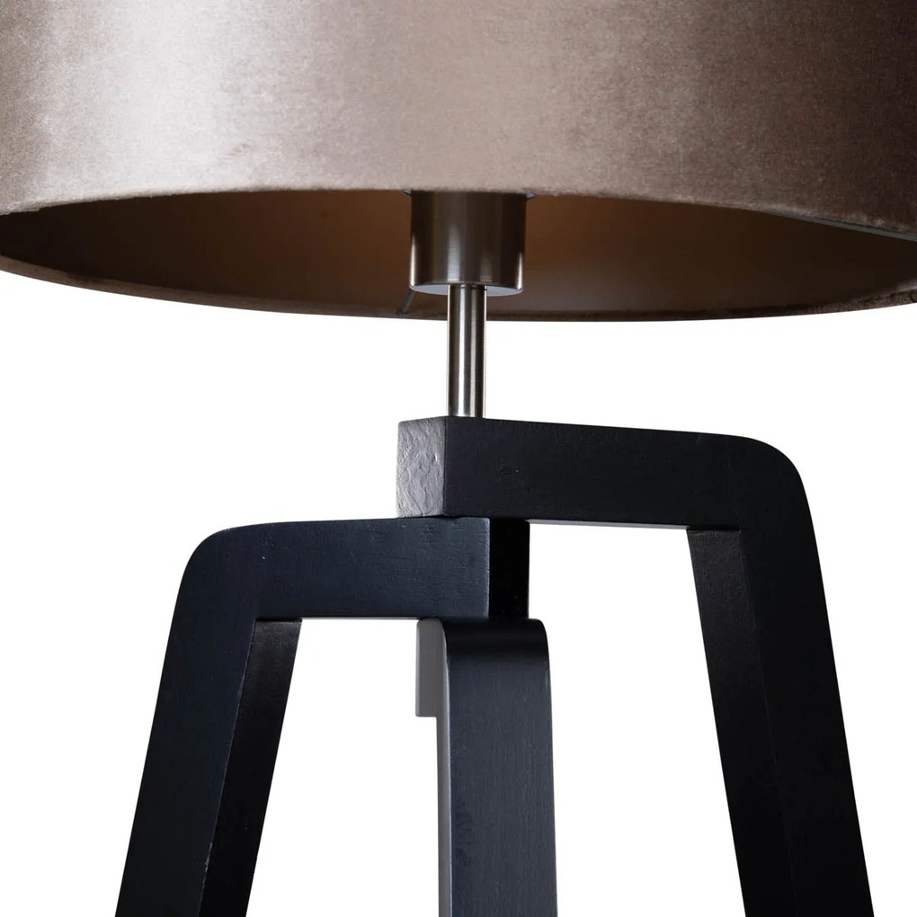 Stojacia lampa čierna s tienidlom z hnedej zamatovej látky 50 cm - Puros