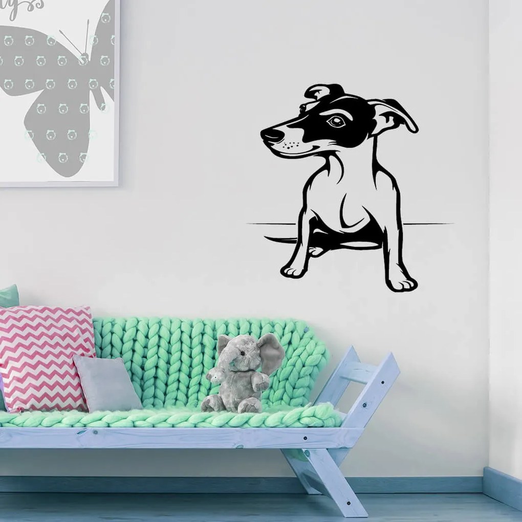 Veselá Stena Samolepka na stenu na stenu Pes Jack Russell Terrier Farba: černá