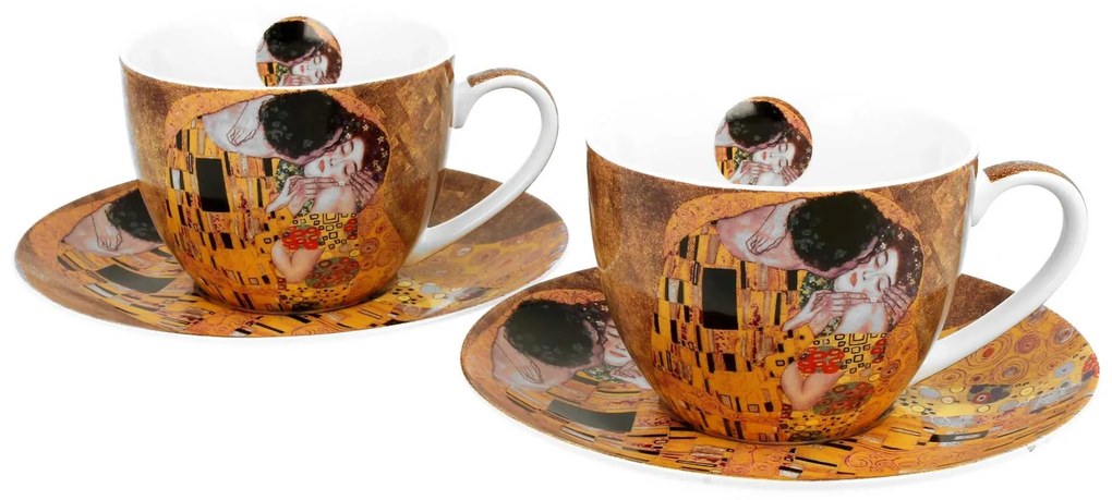 Porcelánová šálka s podšálkou Klimt The Kiss 250 ml sada 2ks