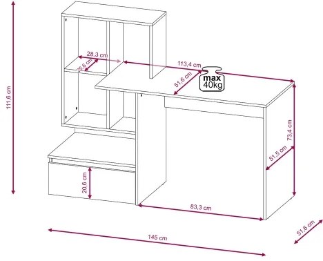 Písací stôl s policou MARLO dub artisan/antracit