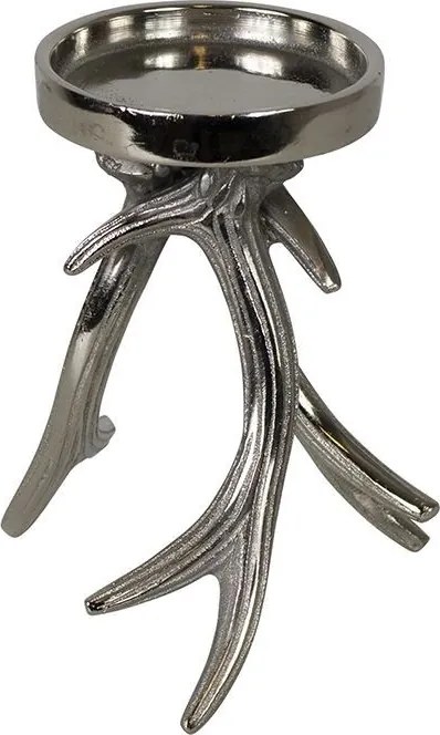 Strieborný kovový svietnik Austin s parohy - 11,5 * 11,5 * 19cm