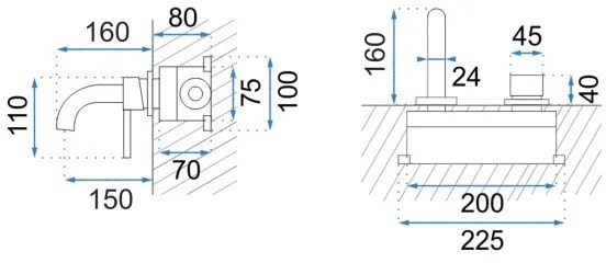 BAT-B0969 - Umývadlová batéria pre podomietkovú montáž LUNGO, matná čierna