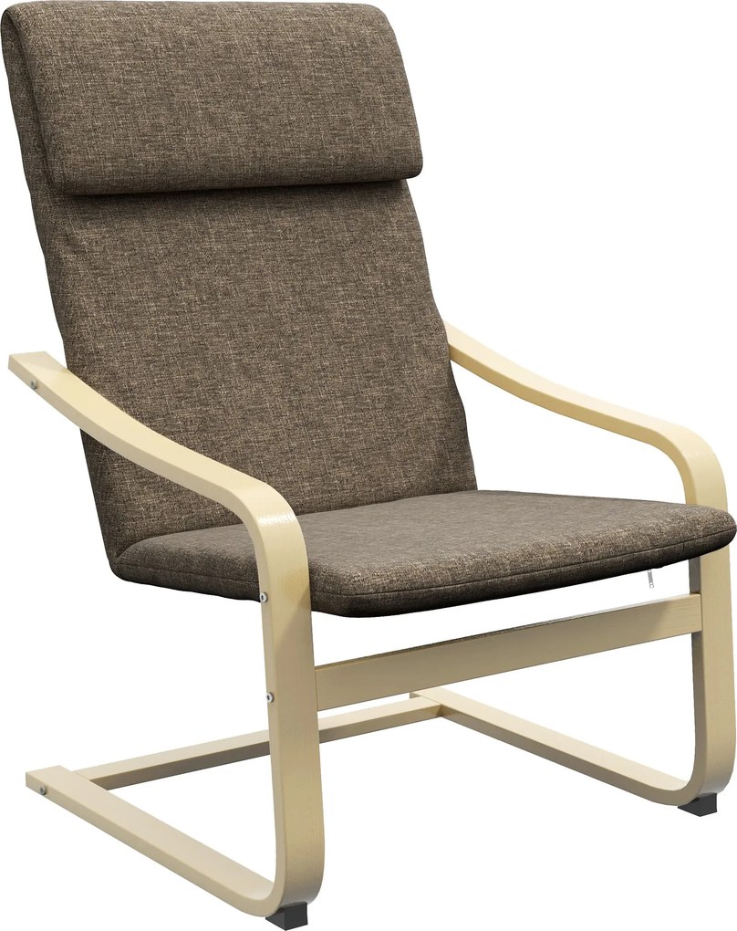 HOMCOM Relaxačné kreslo, Relaxačné kreslo s opierkou hlavy, Hojdacie kreslo, Jedálenské kreslo s vzhľadom ľanu do obývacej izby, Hnedé 65 x 69 x 98 cm