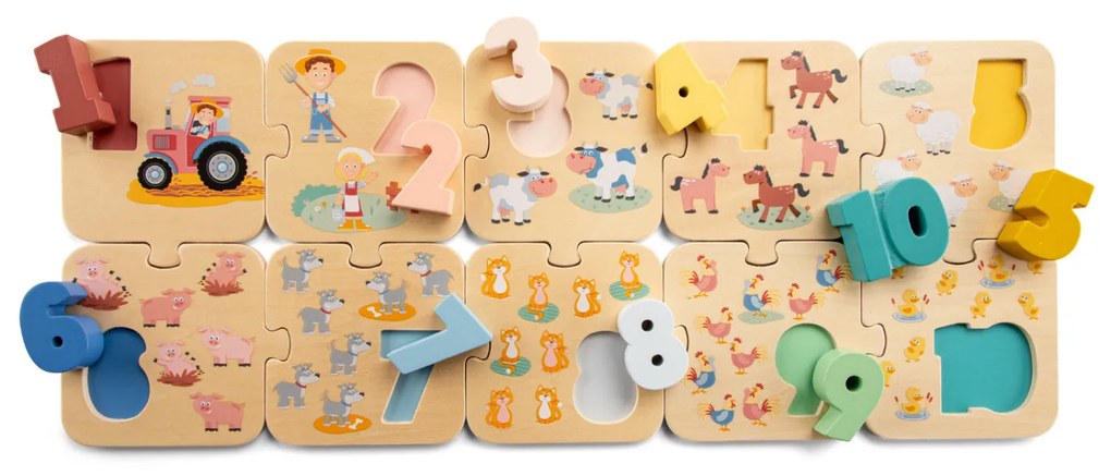 Puzzle - Učíme sa číslice - farma