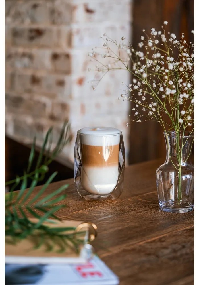 Súprava 2 dvojstenných pohárov na latté Vialli Design Geo, 350 ml