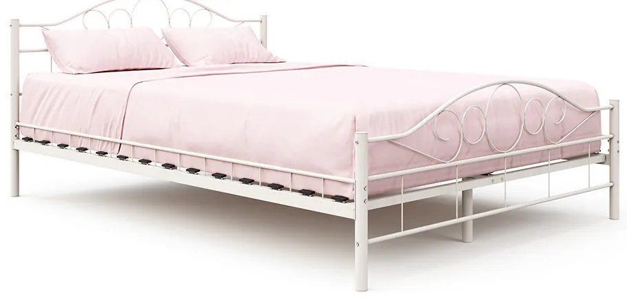 Kovový posteľový rám s lamelami v rôznych veľkostiach a farbách, 140x200 cm, Mimi, biely