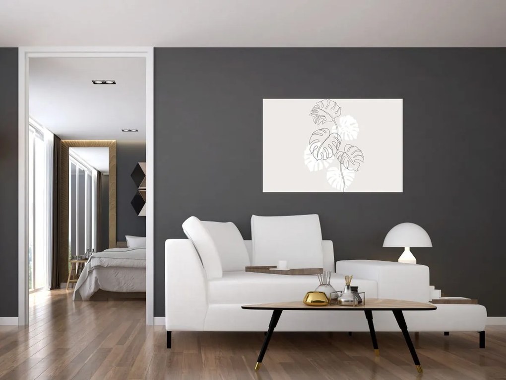 Obraz - Line art monstera N⁰3 (90x60 cm)