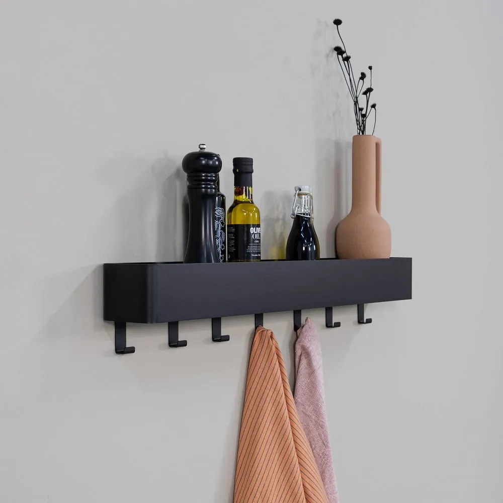 Čierna nástenná oceľová kúpeľňová polička Multi – Spinder Design