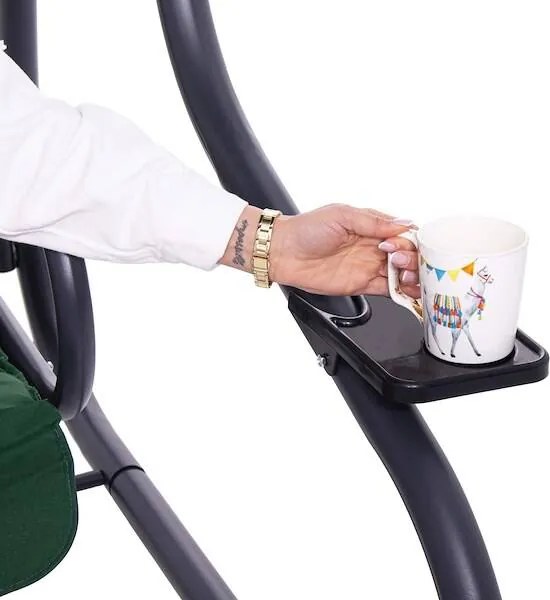 Záhradná hojdačka so strieškou, skladacia, tmavozelená Springos GS0028 VENEZIA