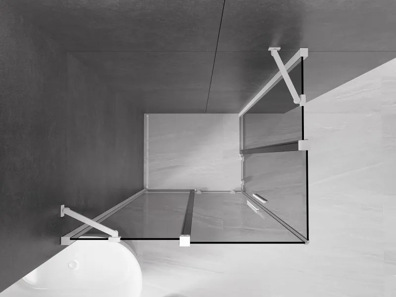 Mexen Velar Duo, sprchový kút s posuvnými dverami 100 x 90 cm, 8mm šedé sklo, biela matná, 871-100-090-42-20