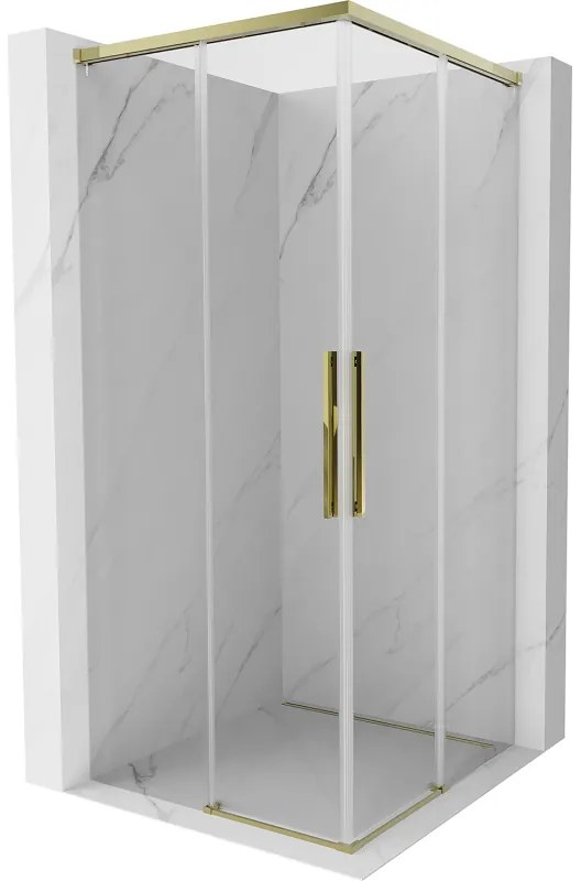 Mexen Rox, Duo posuvný sprchový kút 75 x 75 cm, číre sklo, zlatý profil, 8C2D-075-075-50-00