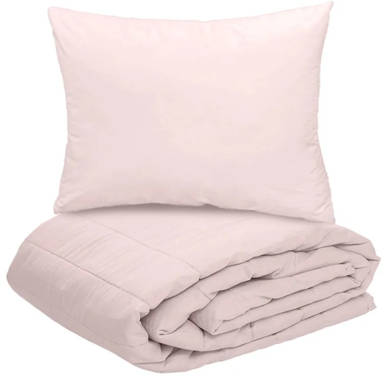 Letný paplón prešívaný 140x200 cm s obliečkou na vankúš SUMMER 70x90 cm, púdrovo ružový