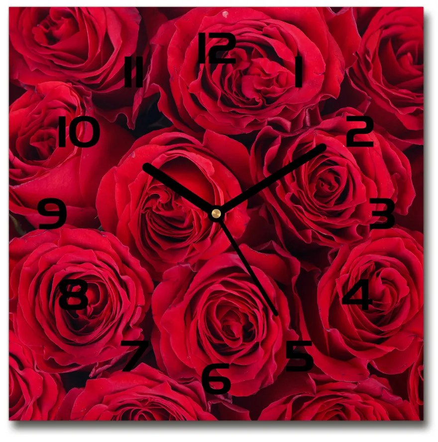 Sklenené nástenné hodiny štvorec Ruže pl_zsk_30x30_c-f_102803756